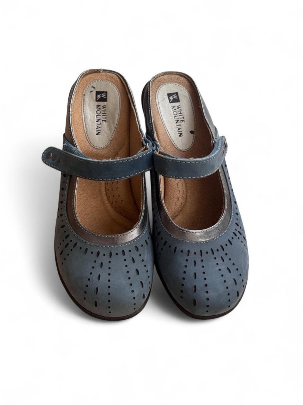 White Mountain blue Mary Jane clogs Size mules leather size 6.5